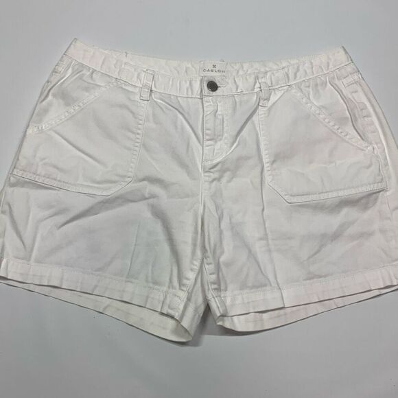 Caslon Pants - Caslon flat front 5” chino white short size large